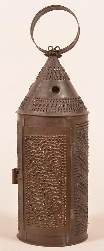 Appraisal: th Century punched Tin Candle Lantern th Century punched Tin