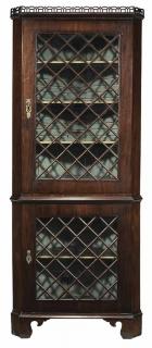 Appraisal: Georgian Figured Mahogany Glazed Corner Cupboard British th th century