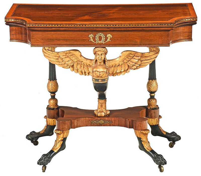 Appraisal: Fine Classical Gilt Vert Antique and Rosewood Caryatid Table attributed