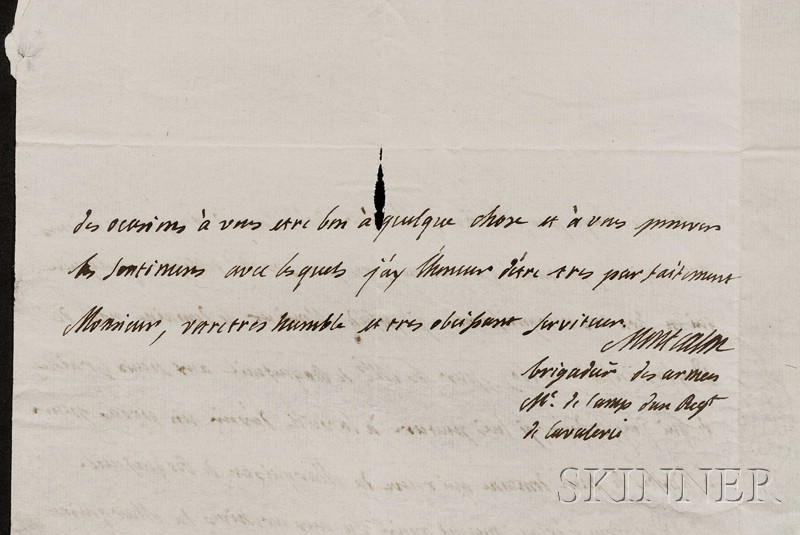 Appraisal: Montcalm de Saint-Veran Marquis Louis Joseph de - Autograph letter