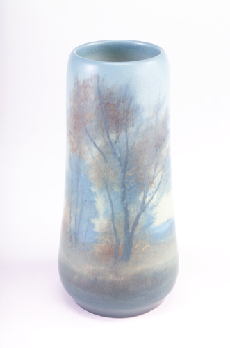 Appraisal: ROOKWOOD Scenic Vellum bulbous vase painted by Ed Diers with