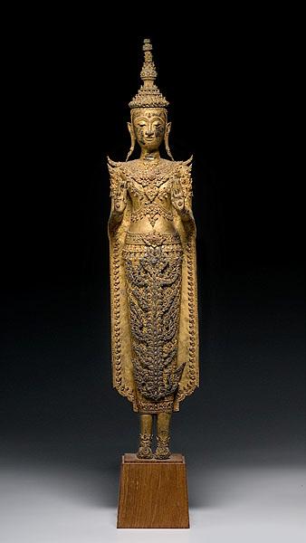 Appraisal: THAI GILT BRONZE STANDING BUDDHA FIGURE th or early th