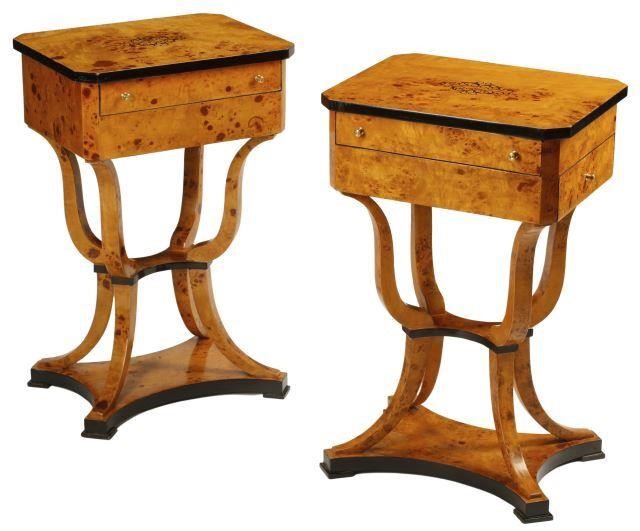 Appraisal: pair Charles X style lift-top worktables approx h w d