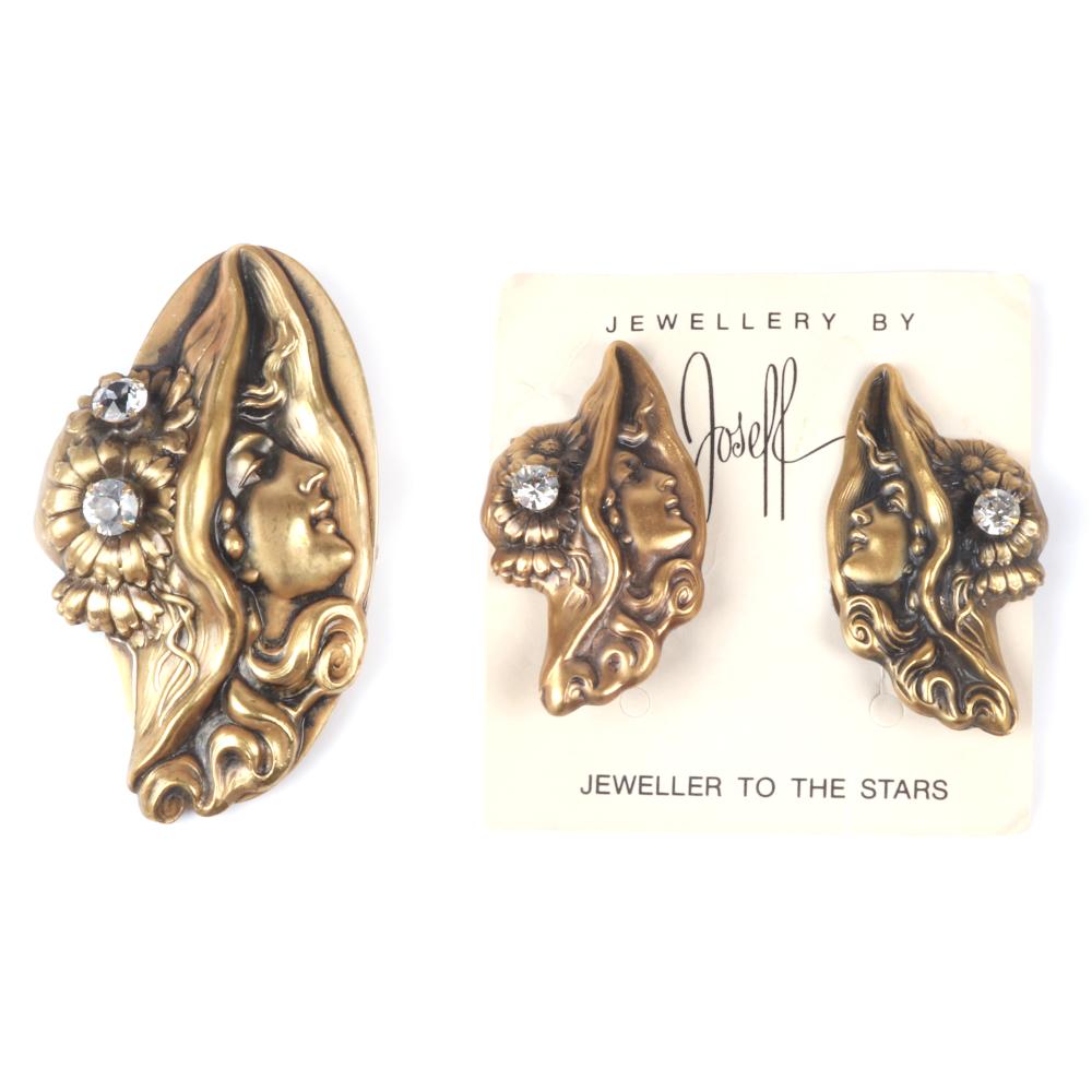 Appraisal: JOSEFF OF HOLLYWOOD NOUVEAU FEMALE IN PROFILE BROOCH AND EARRING