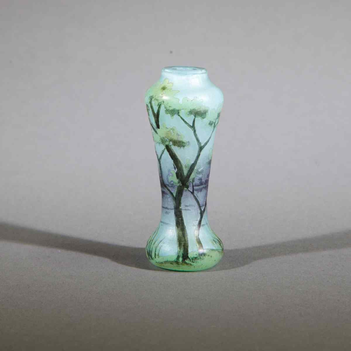 Appraisal: Daum Enameled Cameo Glass Landscape Snuff Bottle c height cm