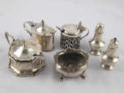 Appraisal: Six silver cruet items being three mustards with liners an