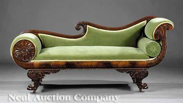 Appraisal: An American Classical Carved Mahogany Grecian Sofa early th c