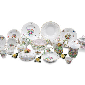 Appraisal: A Group of Herend Painted and Parcel Gilt Porcelain Dinnerware