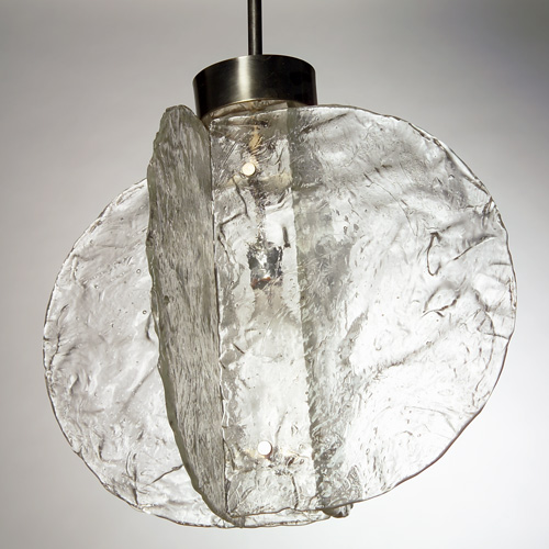 Appraisal: ROCHE-BOBOIS Hanging fixture with four overlapping hemispherical panels in clear