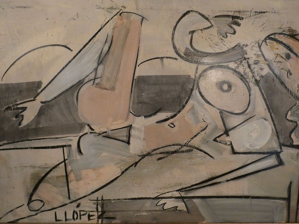 Appraisal: LUCIA LOPEZ CUBIST PAINTING - CUBAN ARTIST Mid century Cubist