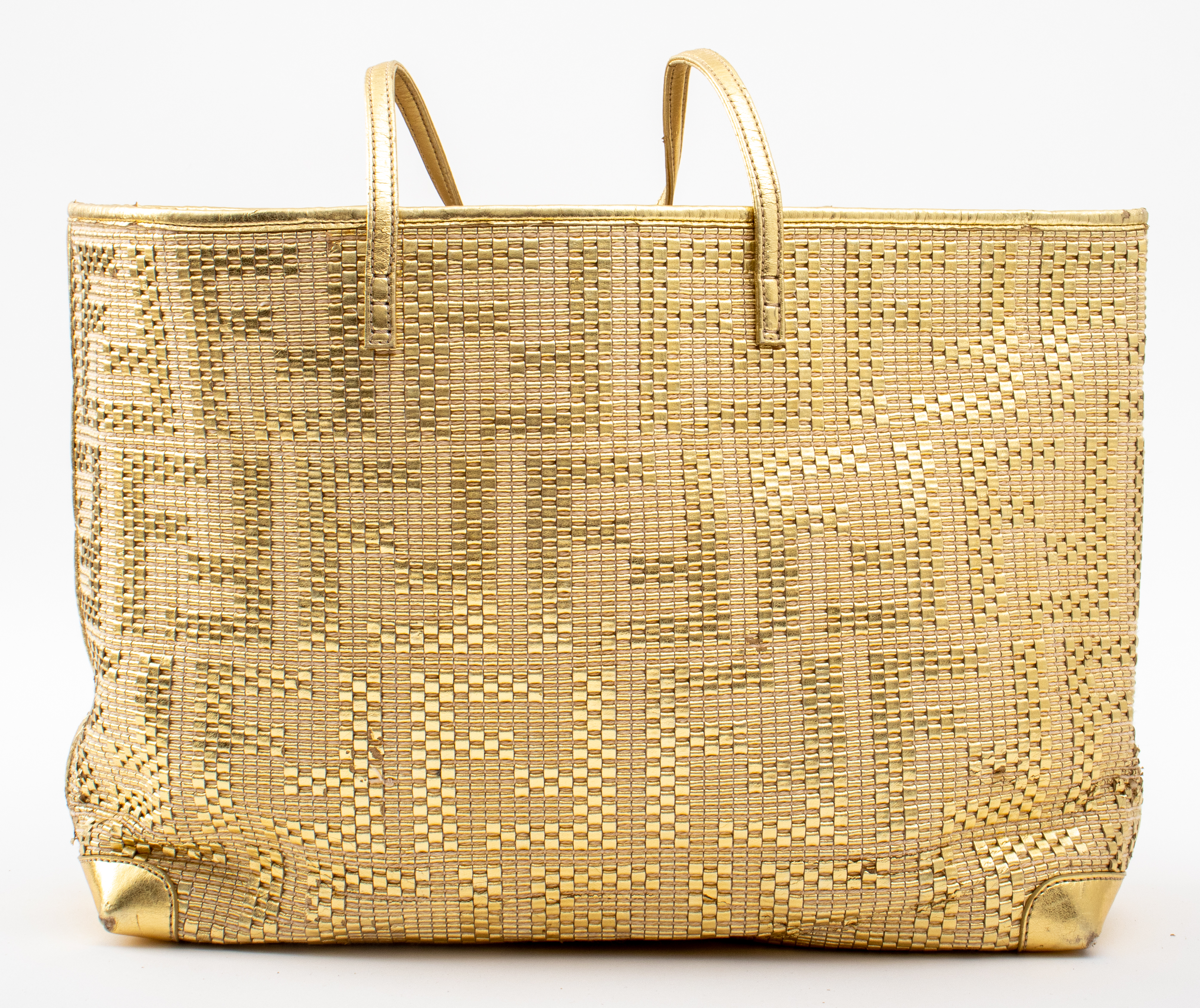 Appraisal: FENDI GOLD-TONED MATRIOSKA WOVEN LEATHER TOTE BAG Fendi gold-toned matrioska