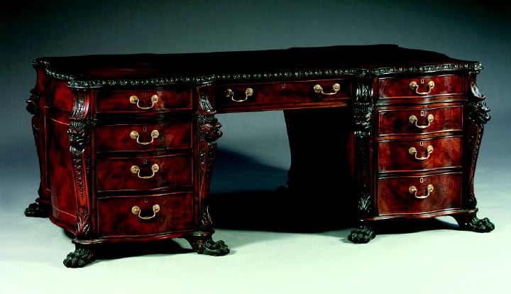 Appraisal: George III-Style Mahogany Partner's Desk in the manner of Thomas