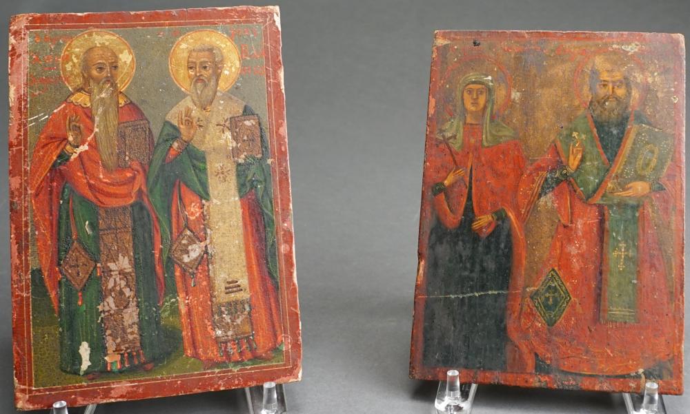 Appraisal: Two Greek Icons of Two Saints Larger x in x