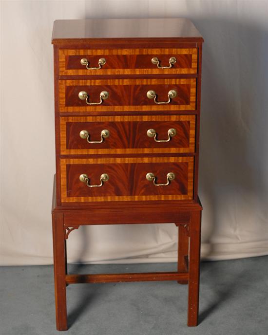 Appraisal: A th C Inlaid Mahogany Silver Chest on Stand by