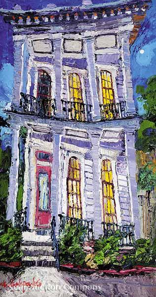 Appraisal: James Michalopoulos American New Orleans b House Study Night oil