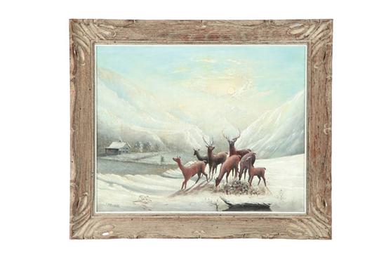 Appraisal: DEER IN A WINTER LANDSCAPE BY T M N WHALL