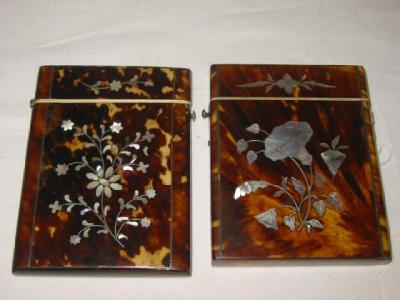 Appraisal: A VICTORIAN TORTOISESHELL CARD CASE of rounded oblong form with