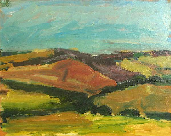 Appraisal: California School th Century Rolling hills unsigned oil on board