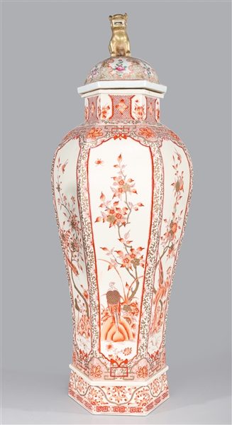 Appraisal: Chinese red and white covered porcelain vase with gilt detail