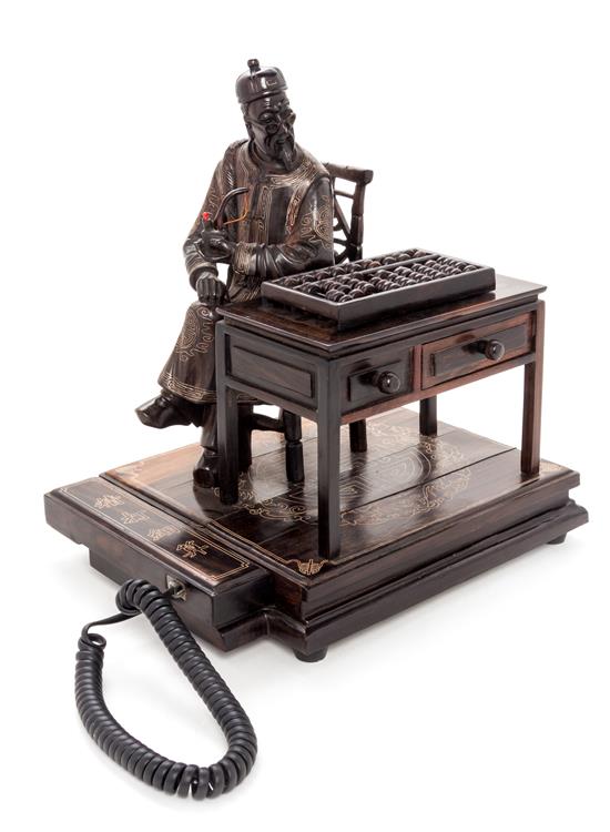 Appraisal: Sale Lot A Carved Wood Figural Group Telephone depicting an