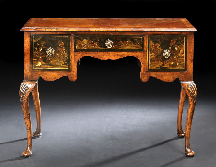 Appraisal: George III-Style Mahogany Lowboy partially constructed of antique elements the