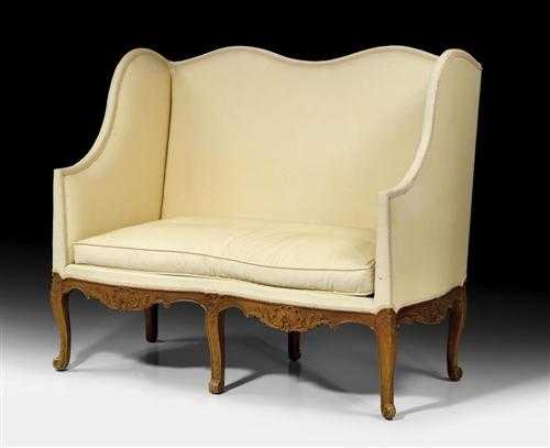 Appraisal: SMALL WING BACK CANAP R gence Paris circa Finely carved