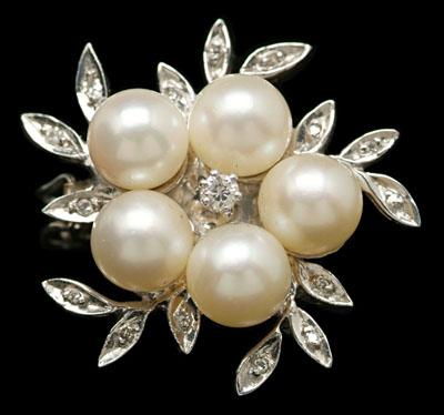 Appraisal: Pearl diamond shortener enhancer kt white gold floral form enhancer