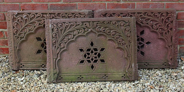 Appraisal: A GROUP OF THREE INDIAN RAJESTANI RED SANDSTONE CARVED AND