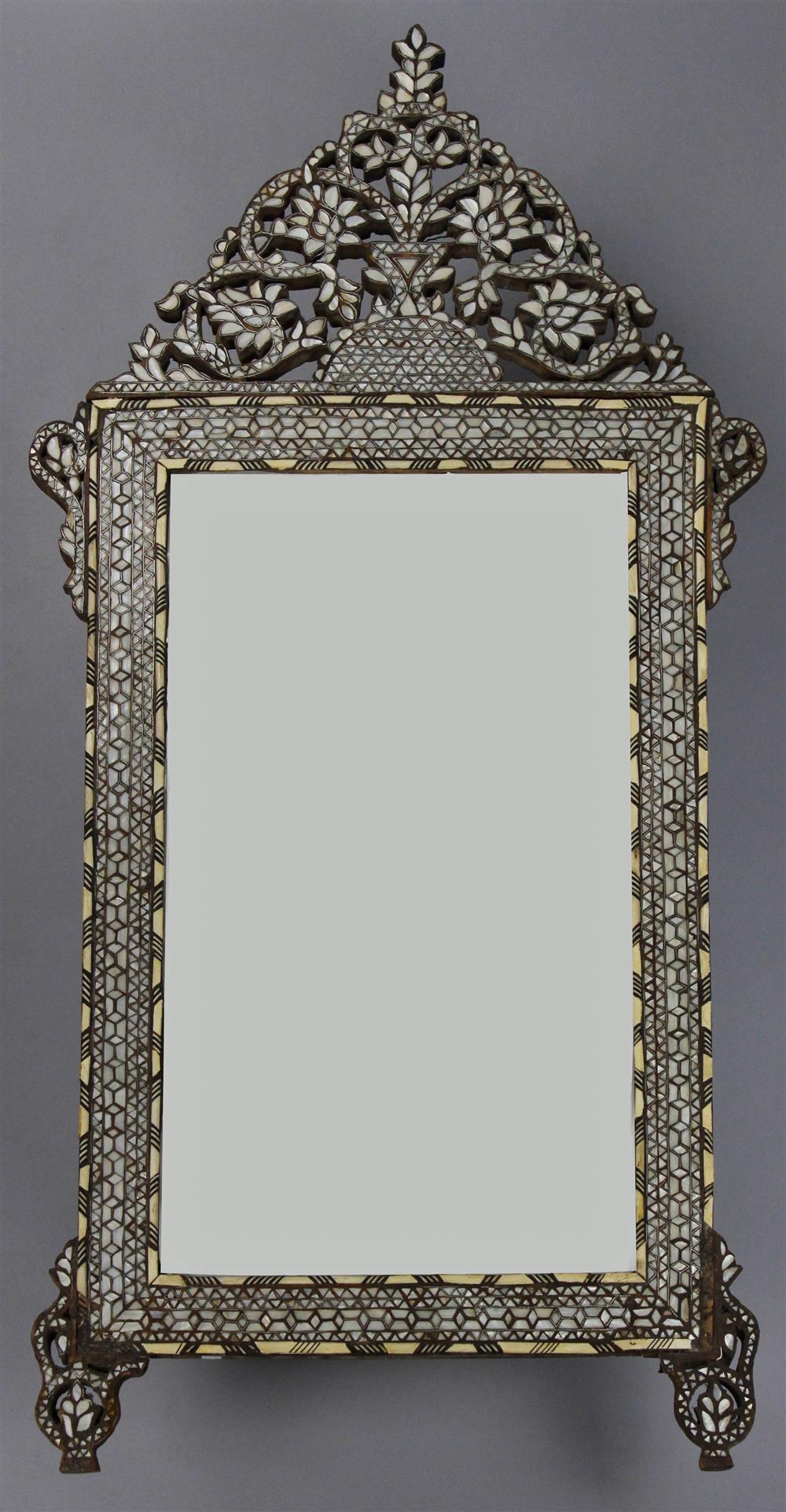 Appraisal: LATE TH CENTURY SYRIAN MIRROR WITH MOTHER OF PEARL INLAY