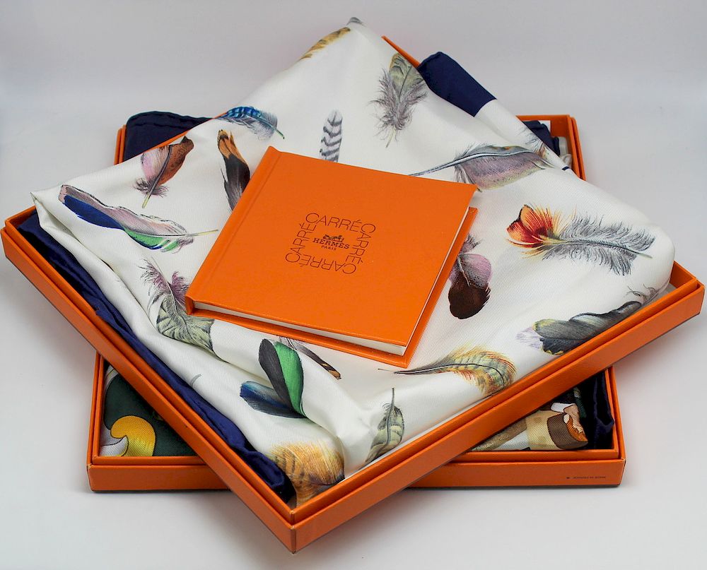 Appraisal: COUTURE Grouping of Hermes Silk Scarves Includes an Hermes Plumes