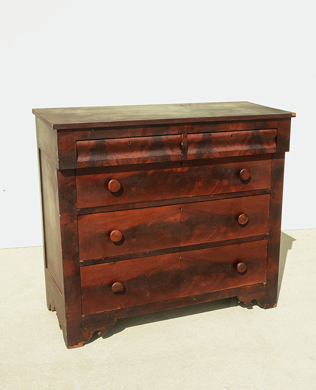 Appraisal: EMPIRE CHEST OF DRAWERS half drawer with serpentine shaped fronts