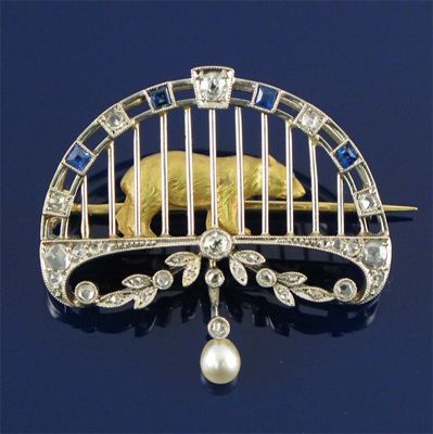 Appraisal: An Edwardian Belle Epoque brooch depicting a caged bear the