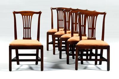 Appraisal: Set of six Chippendale dining chairs each mahogany with arched