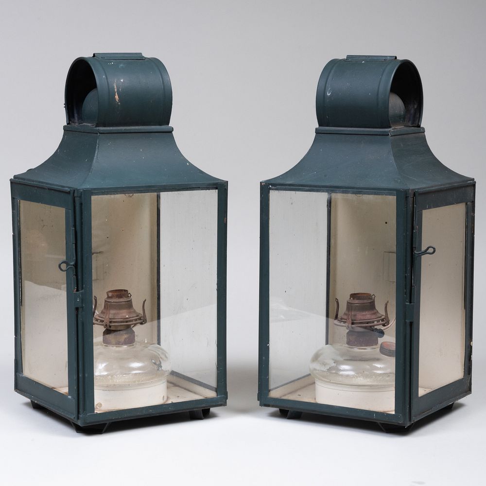 Appraisal: Two Large T le Carriage House Sconces Designed for Brookbound