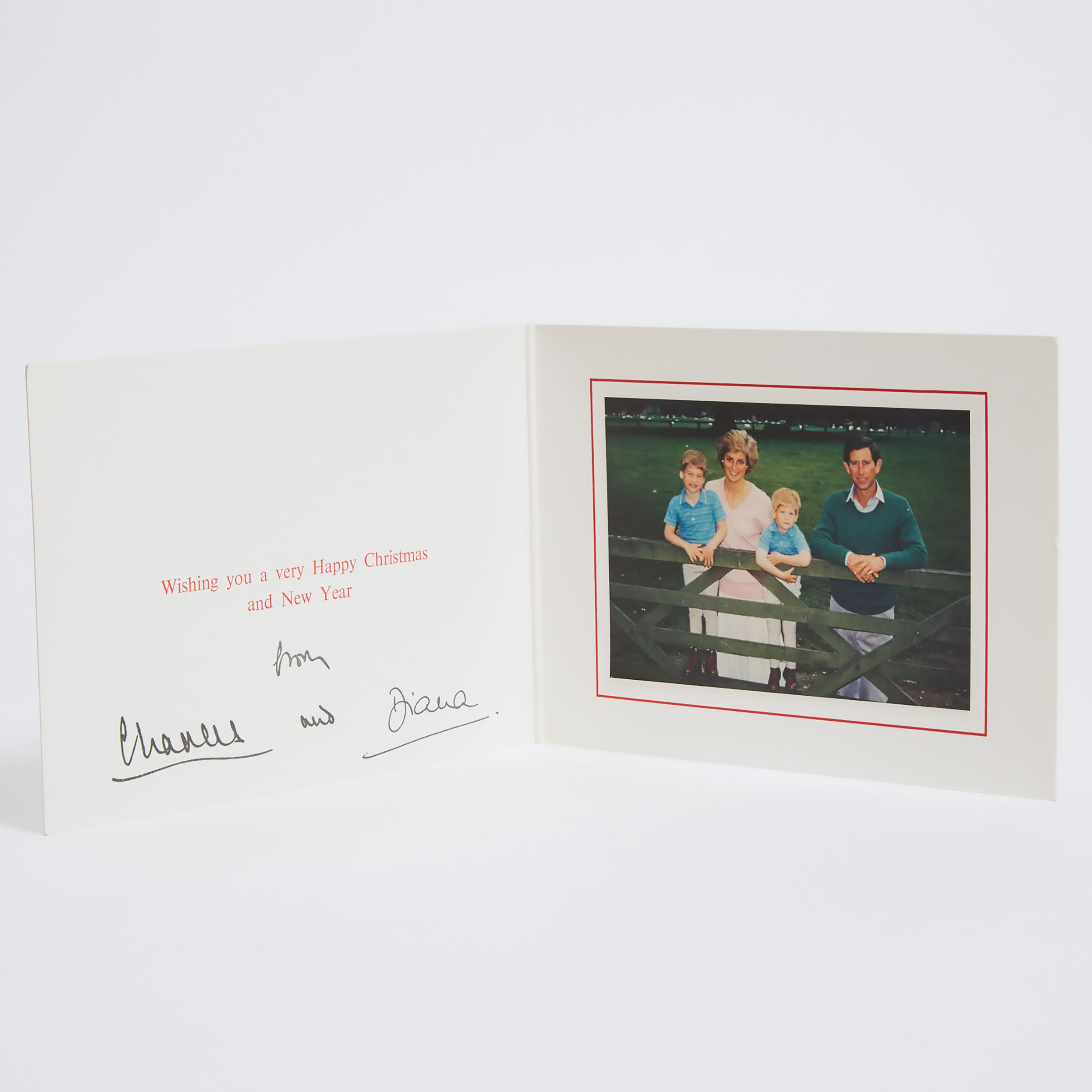 Appraisal: Charles and Diana Christmas Card signed by both x in