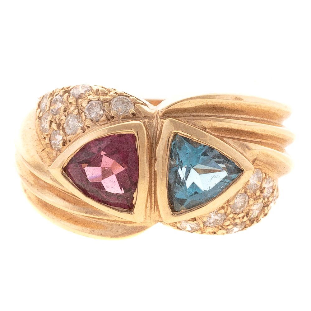 Appraisal: A Ladies Rhodolite Blue Topaz Ring in K K yellow