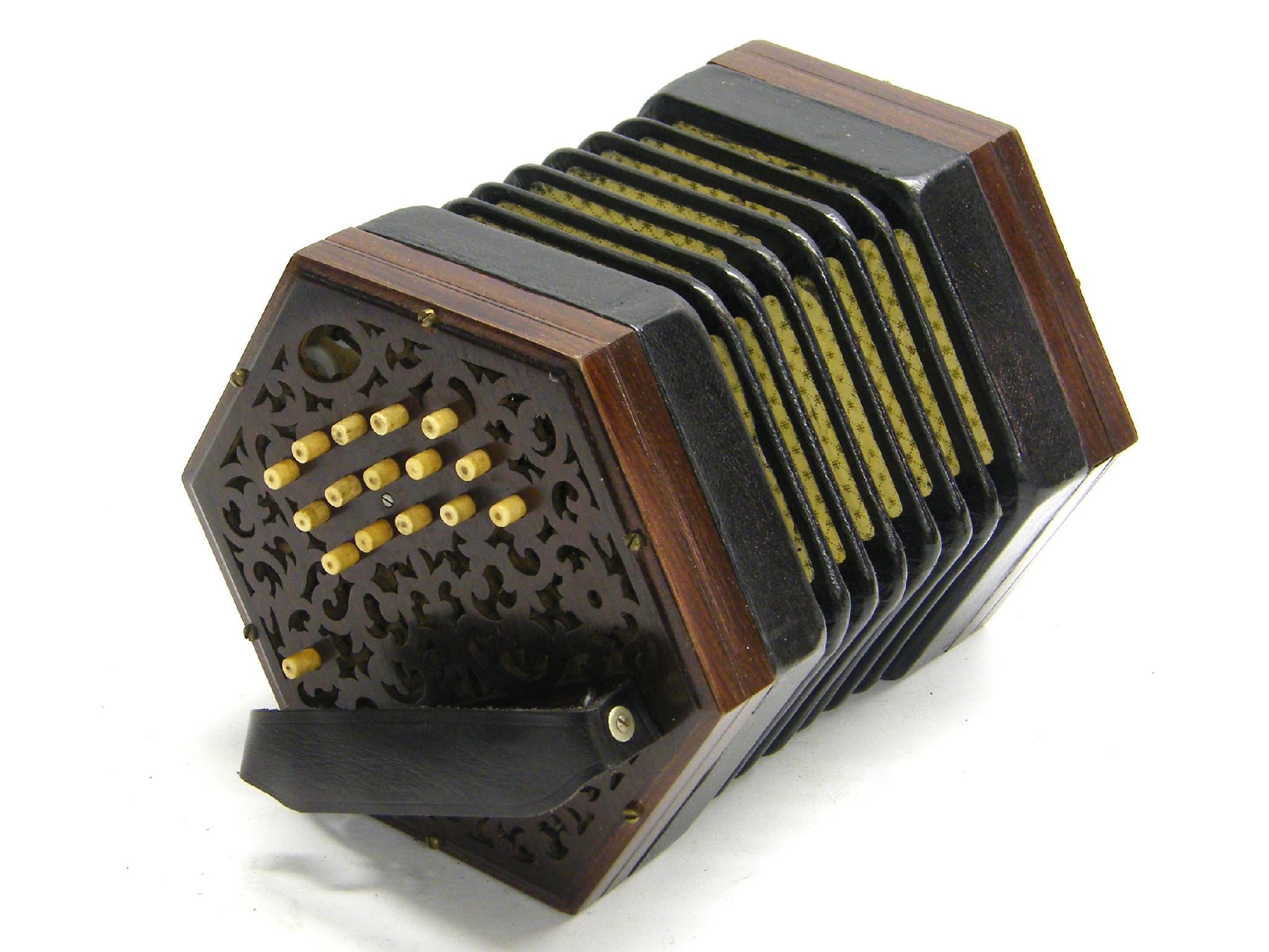 Appraisal: Lachenal Co three row Anglo concertina with thirty one bone