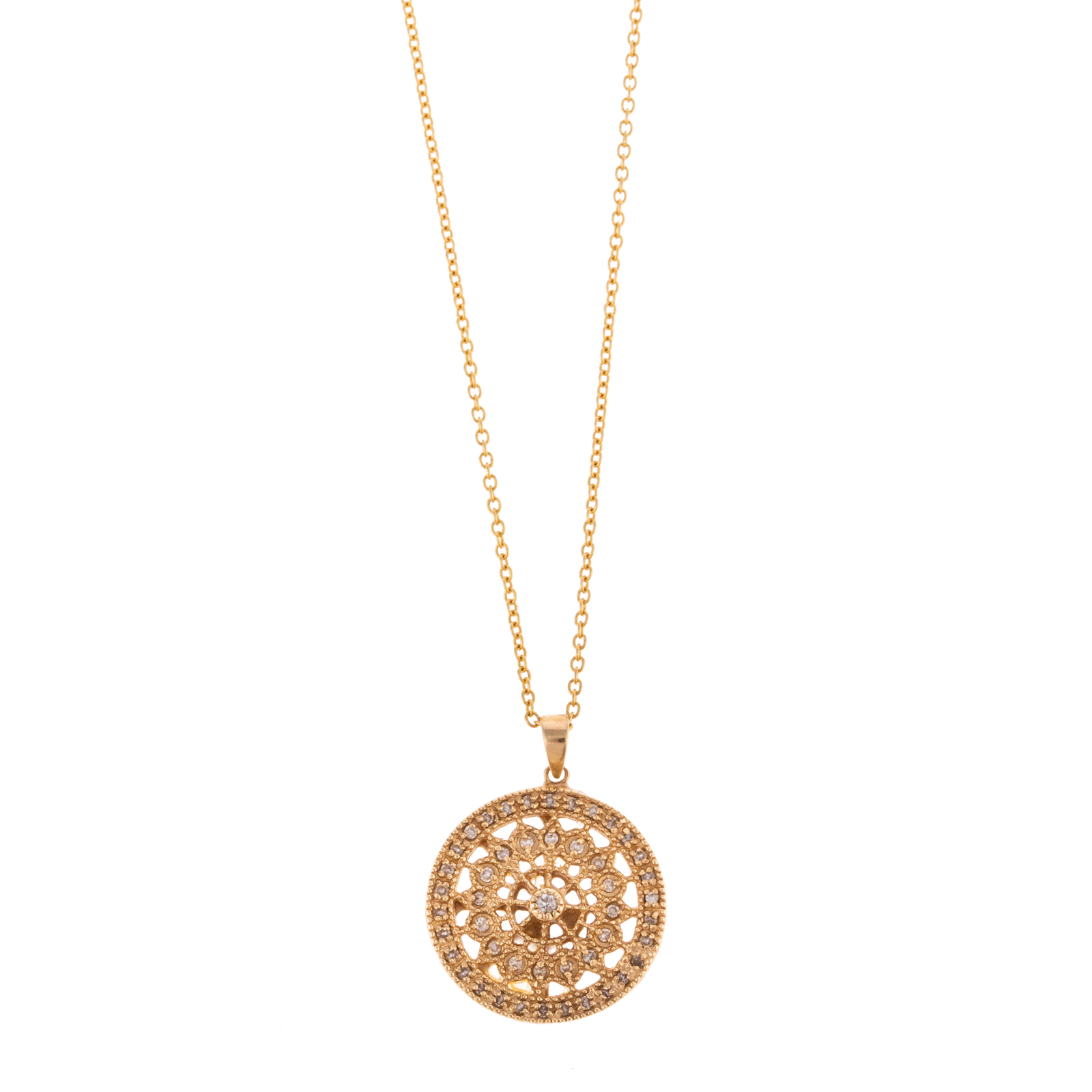 Appraisal: A FLORAL CIRCLE DIAMOND PENDANT IN K K yellow gold