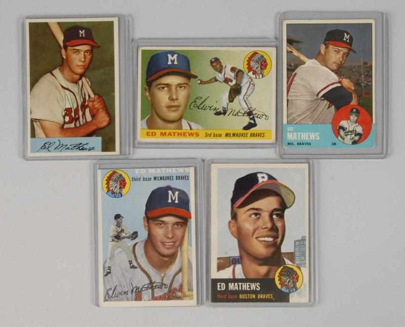 Appraisal: Lot of Eddie Mathews Baseball Cards Description Includes and Topps