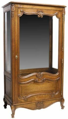 Appraisal: French Louis XV style oak display cabinet th c glazed