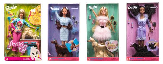 Appraisal: Sale Lot Four Dog Themed Barbie and Friend Dolls model