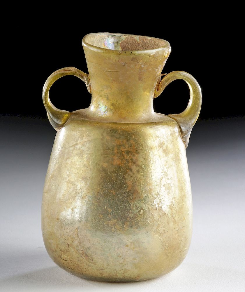 Appraisal: Stunning Roman Glass Vase w Applied Handles Roman Imperial Period