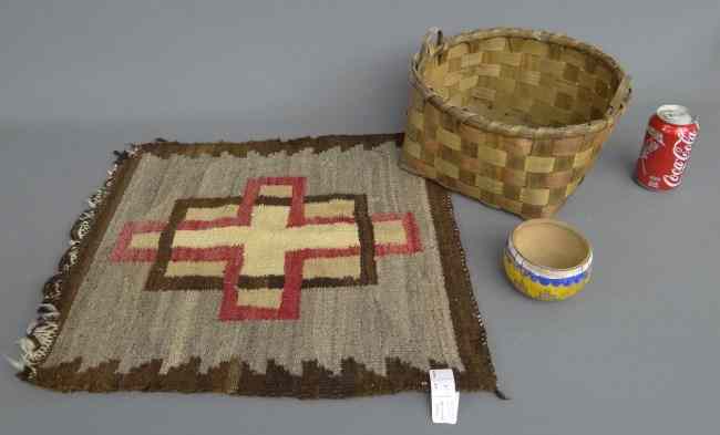 Appraisal: Misc lot including small Navajo bowl mat and basket