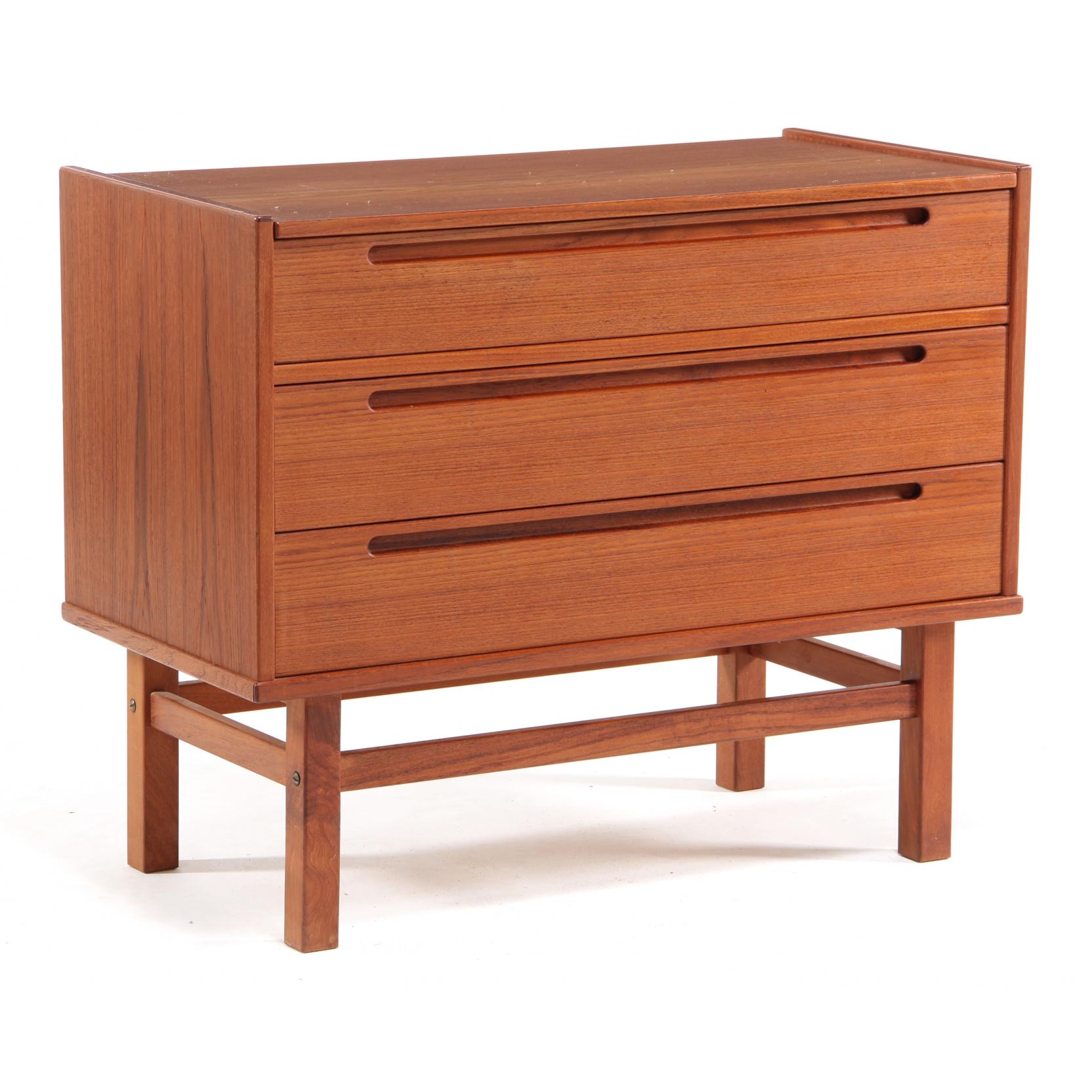 Appraisal: Nils Jonsson Danish Modern Vanity s teak hinged lid opens