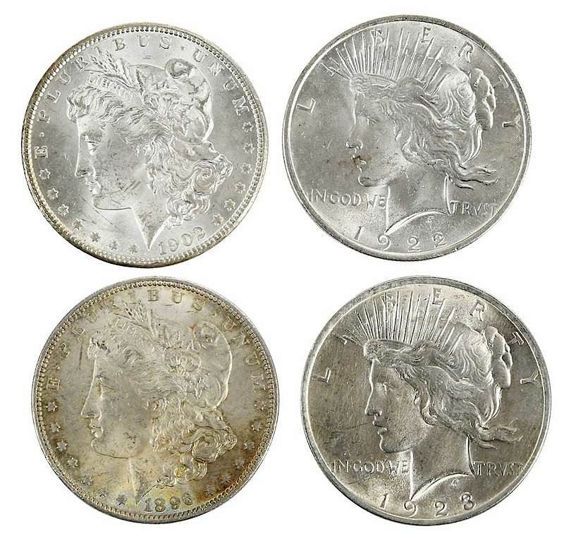 Appraisal: High Grade Silver Dollars Morgan and Peace Dollars multiple examples