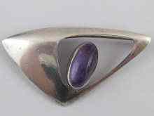 Appraisal: A Danish silver and amethyst brooch signed N E From