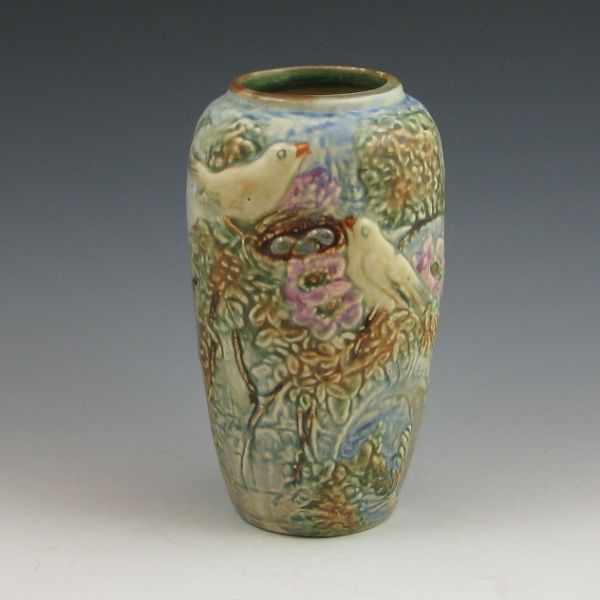 Appraisal: Weller Glendale vase with birds Marked with Weller Ware stamp