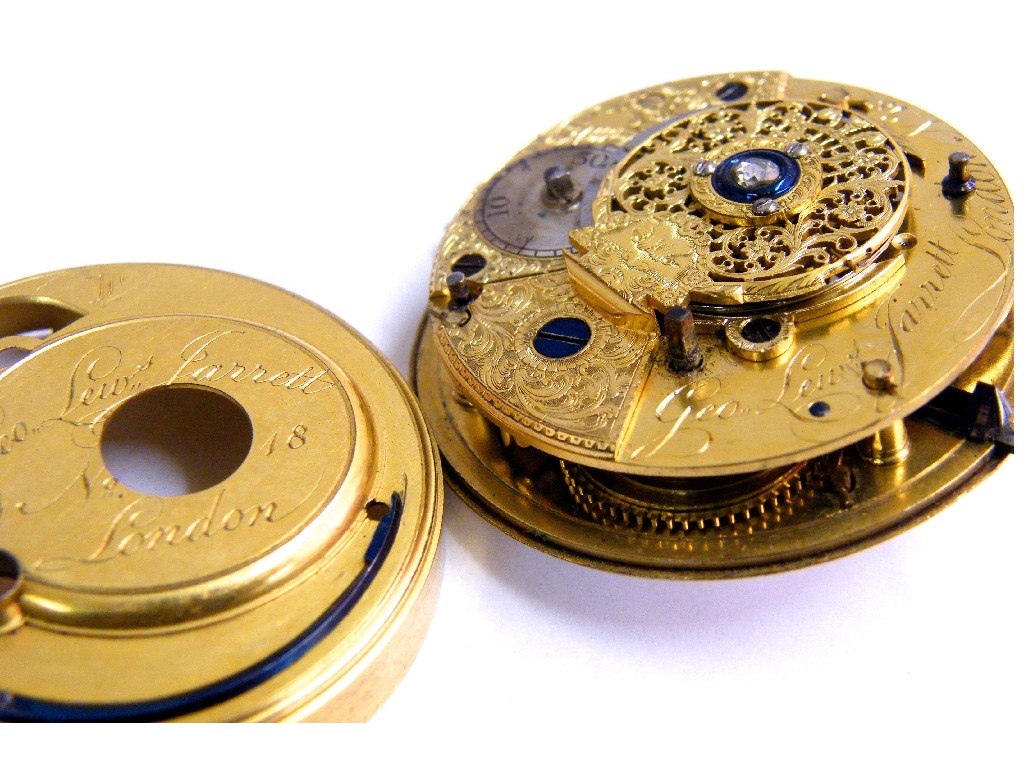 Appraisal: Late th century English fusee verge pocket watch movement signed