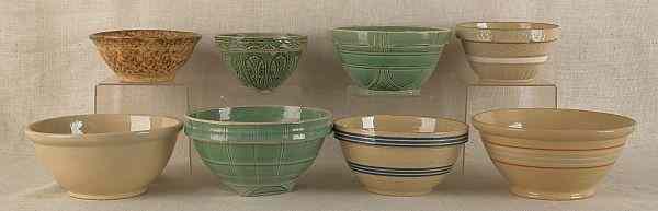 Appraisal: Eight pottery mixing bowls