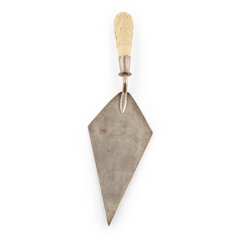 Appraisal: A Victorian trowel IPA London the shaped diamond blade with